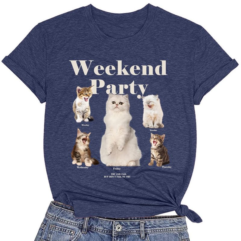 CORIRESHA Camiseta de verano con cuello redondo y manga corta para amantes de los gatos