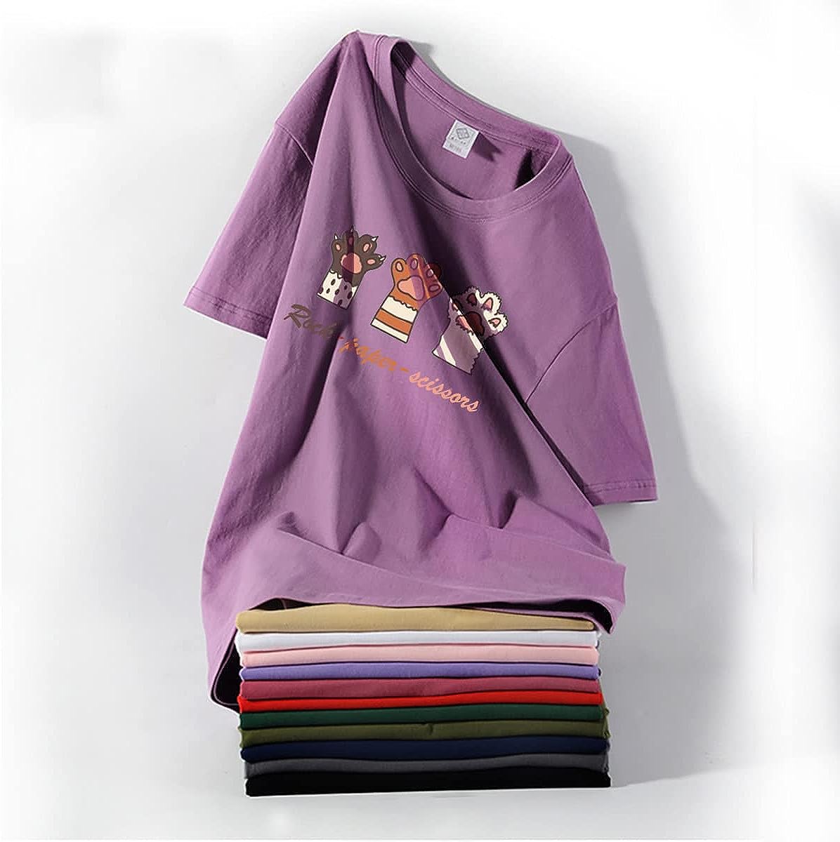 CORIRESHA Camiseta con estampado de pata de gato para adolescentes, cuello redondo, manga corta, informal, acogedora, linda