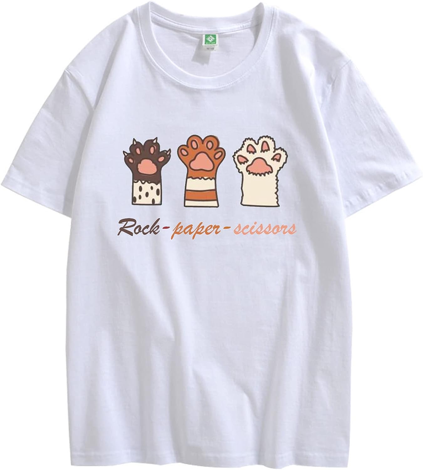 CORIRESHA Camiseta con estampado de pata de gato para adolescentes, cuello redondo, manga corta, informal, acogedora, linda