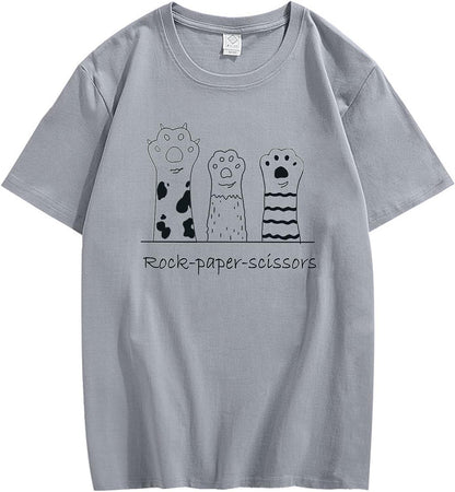 CORIRESHA Camiseta con gráfico de garra de gato divertida, cuello redondo, manga corta, verano, unisex, lindas camisetas