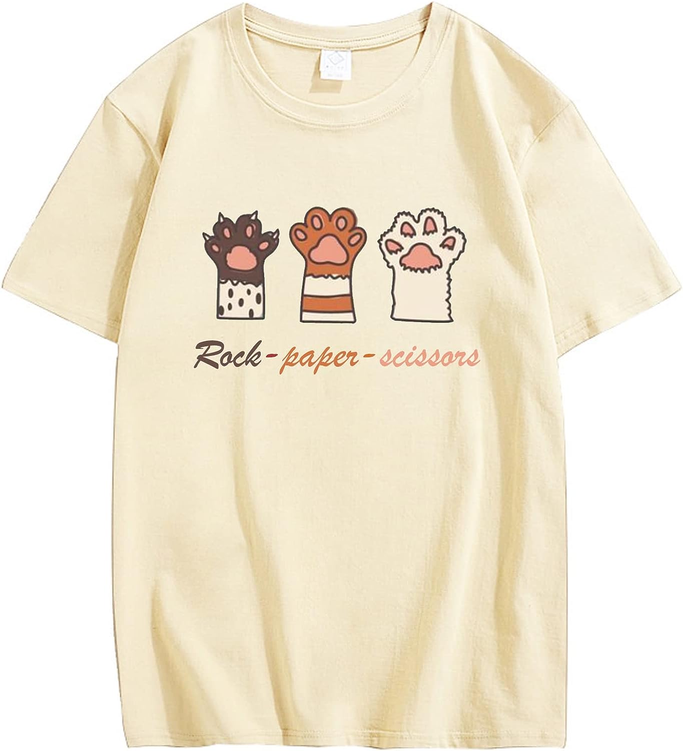 CORIRESHA Camiseta con estampado de pata de gato para adolescentes, cuello redondo, manga corta, informal, acogedora, linda
