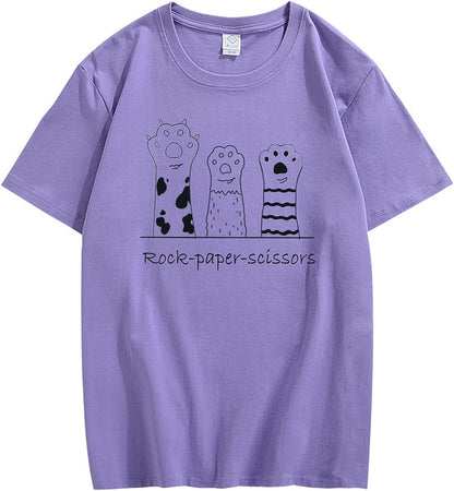 CORIRESHA Camiseta con gráfico de garra de gato divertida, cuello redondo, manga corta, verano, unisex, lindas camisetas