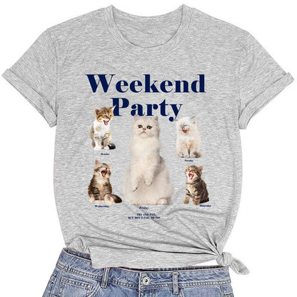 CORIRESHA Camiseta de verano con cuello redondo y manga corta para amantes de los gatos