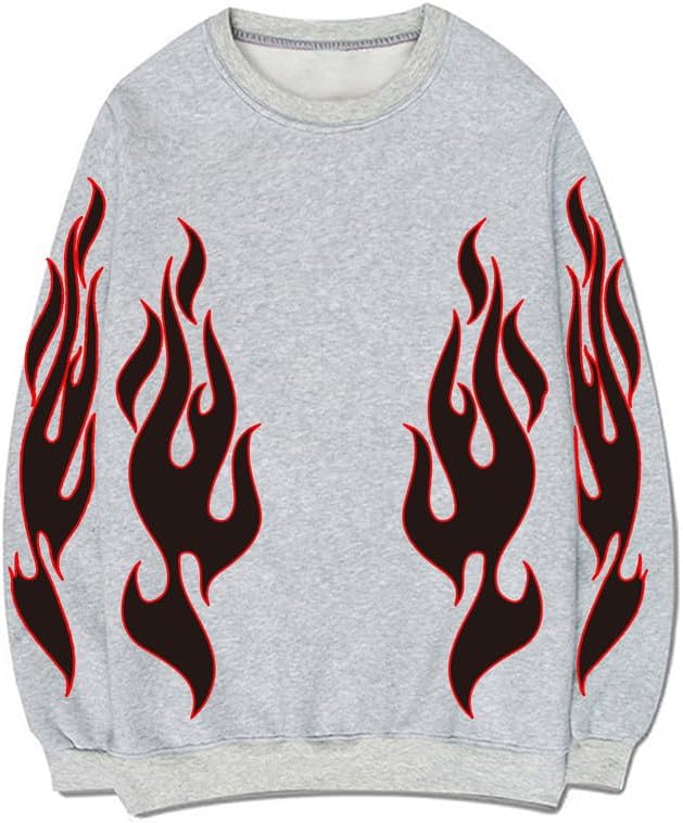 CORIRESHA Teen Flame Sudadera Cuello Redondo Manga Larga Algodón Y2K Estética Jersey
