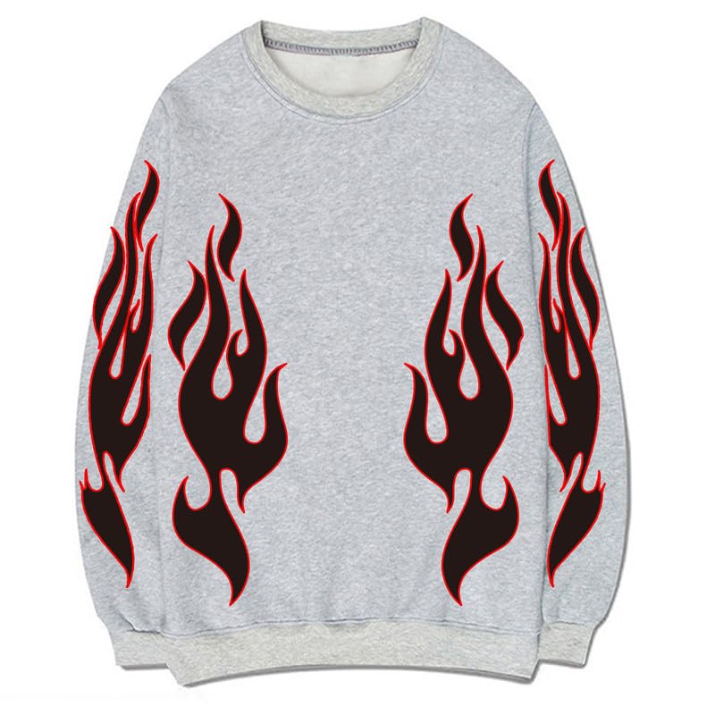CORIRESHA Teen Flame Sudadera Cuello Redondo Manga Larga Algodón Y2K Estética Jersey