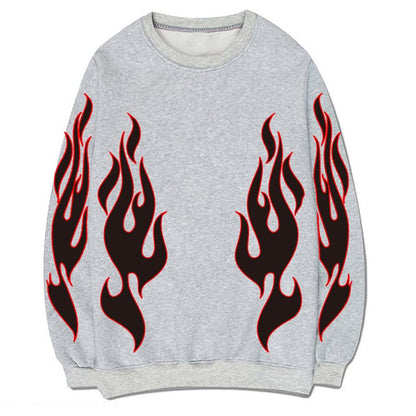 CORIRESHA Teen Flame Sudadera Cuello Redondo Manga Larga Algodón Y2K Estética Jersey
