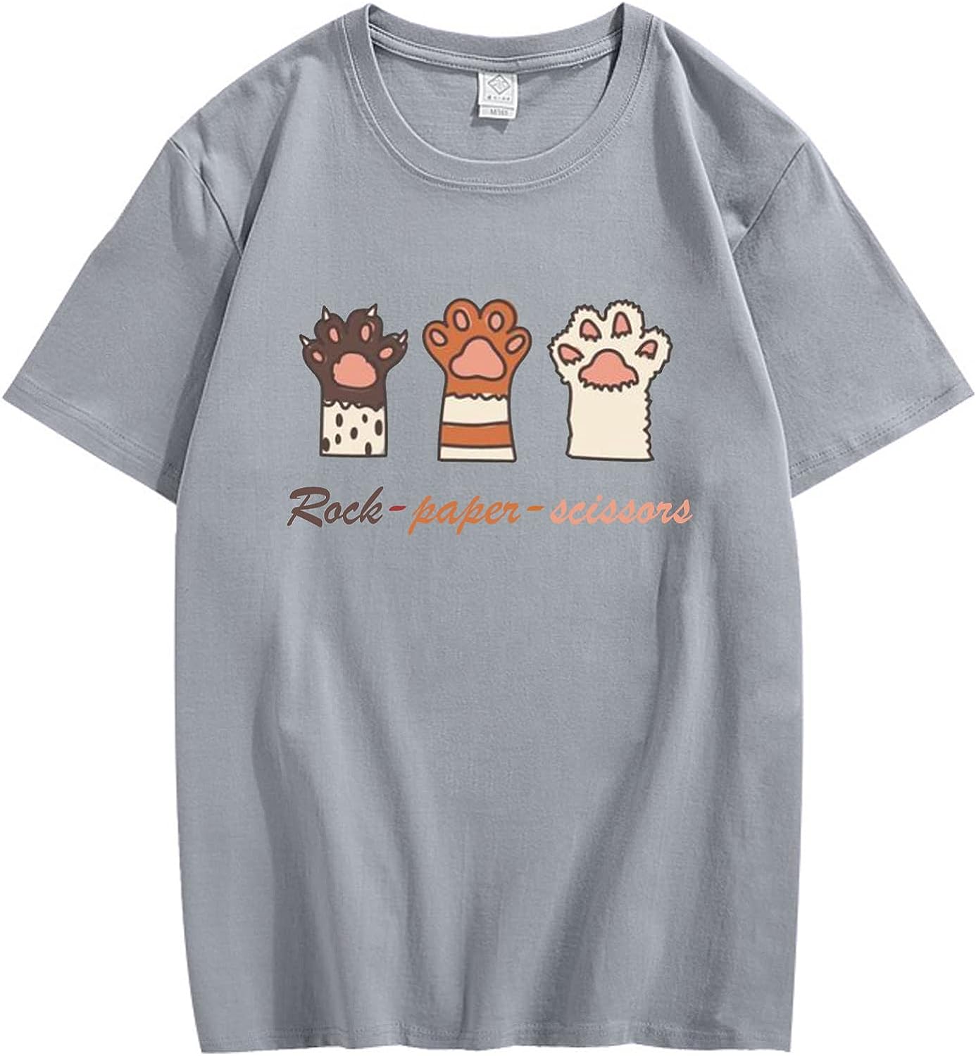 CORIRESHA Camiseta con estampado de pata de gato para adolescentes, cuello redondo, manga corta, informal, acogedora, linda