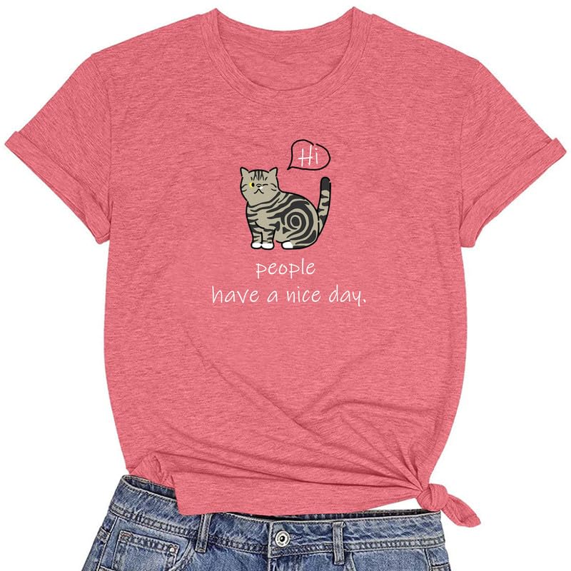 CORIRESHA Camiseta linda casual cuello redondo manga corta verano amantes de los gatos ropa