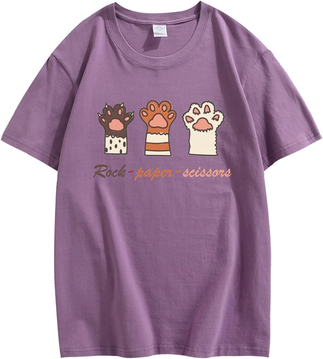 CORIRESHA Camiseta con estampado de pata de gato para adolescentes, cuello redondo, manga corta, informal, acogedora, linda