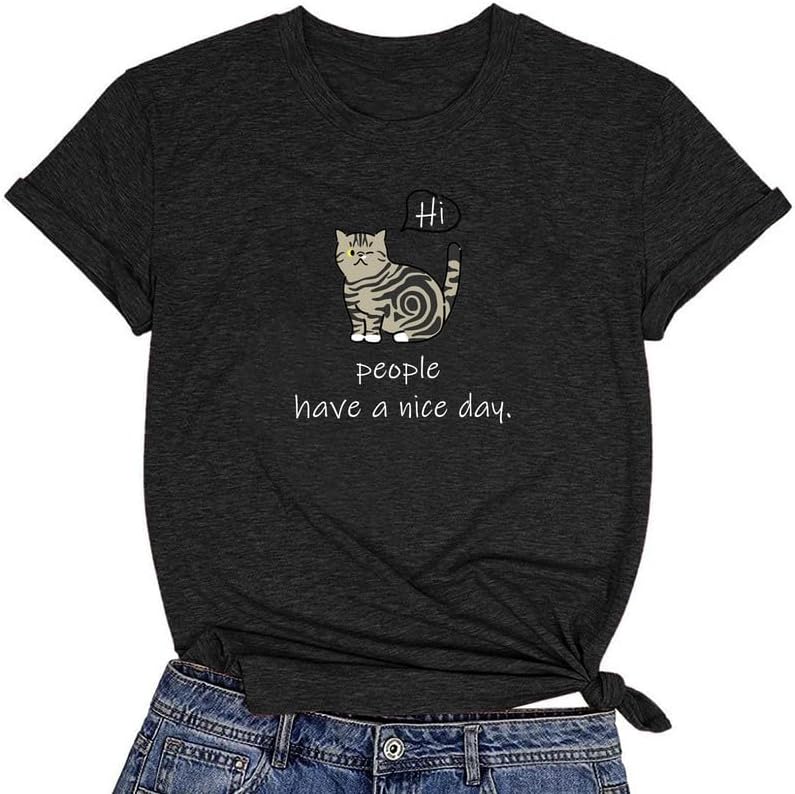 CORIRESHA Camiseta linda casual cuello redondo manga corta verano amantes de los gatos ropa