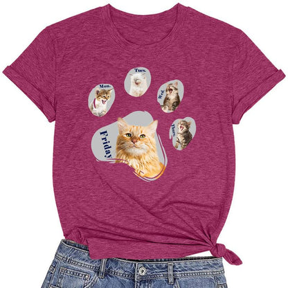 CORIRESHA Camisetas de manga corta con cuello redondo para amantes de los gatos para mujer