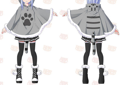 Velvet Hoodie Cloak Gray