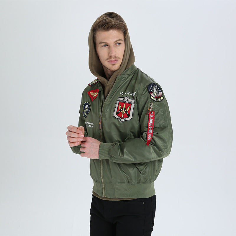 CORIRESHA Chaqueta con parches bordados para exteriores