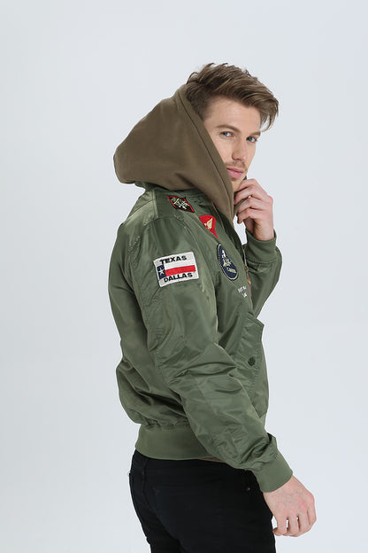 CORIRESHA Chaqueta con parches bordados para exteriores