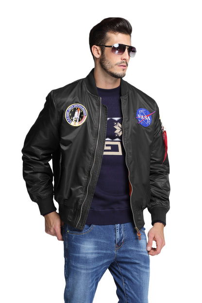 CORIRESHA Chaqueta bomber con insignia bordada de la NASA