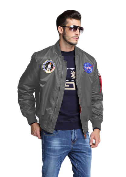 CORIRESHA Chaqueta bomber con insignia bordada de la NASA